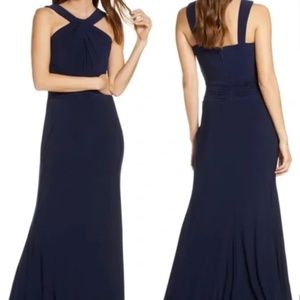Eliza J Dress Shirred Halter Neck Gown Formal Cocktail Dress - 2 Petite